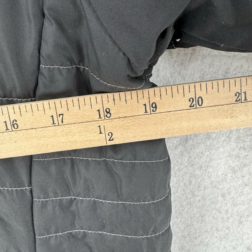 Eddie Bauer Puffer Jacket Womens‎ Large Quilted Full Zip Black Gray Lightweight